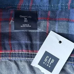 Chemise à Carreaux Gap Garçon - Taille M (8 Ans) - Manches Courtes - Coton 100% - Occasion Très Bon état